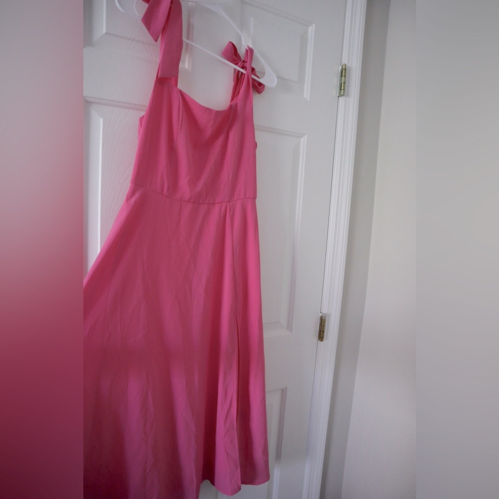 Pink Dress with tie straps and slit